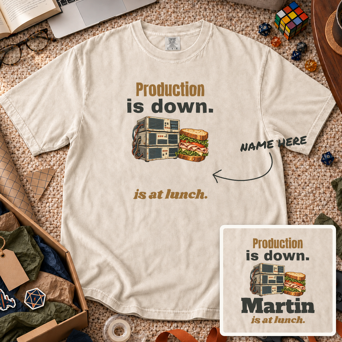 Production Is Down Custom Shirt — personalized Ivory Comfort Colors 1717