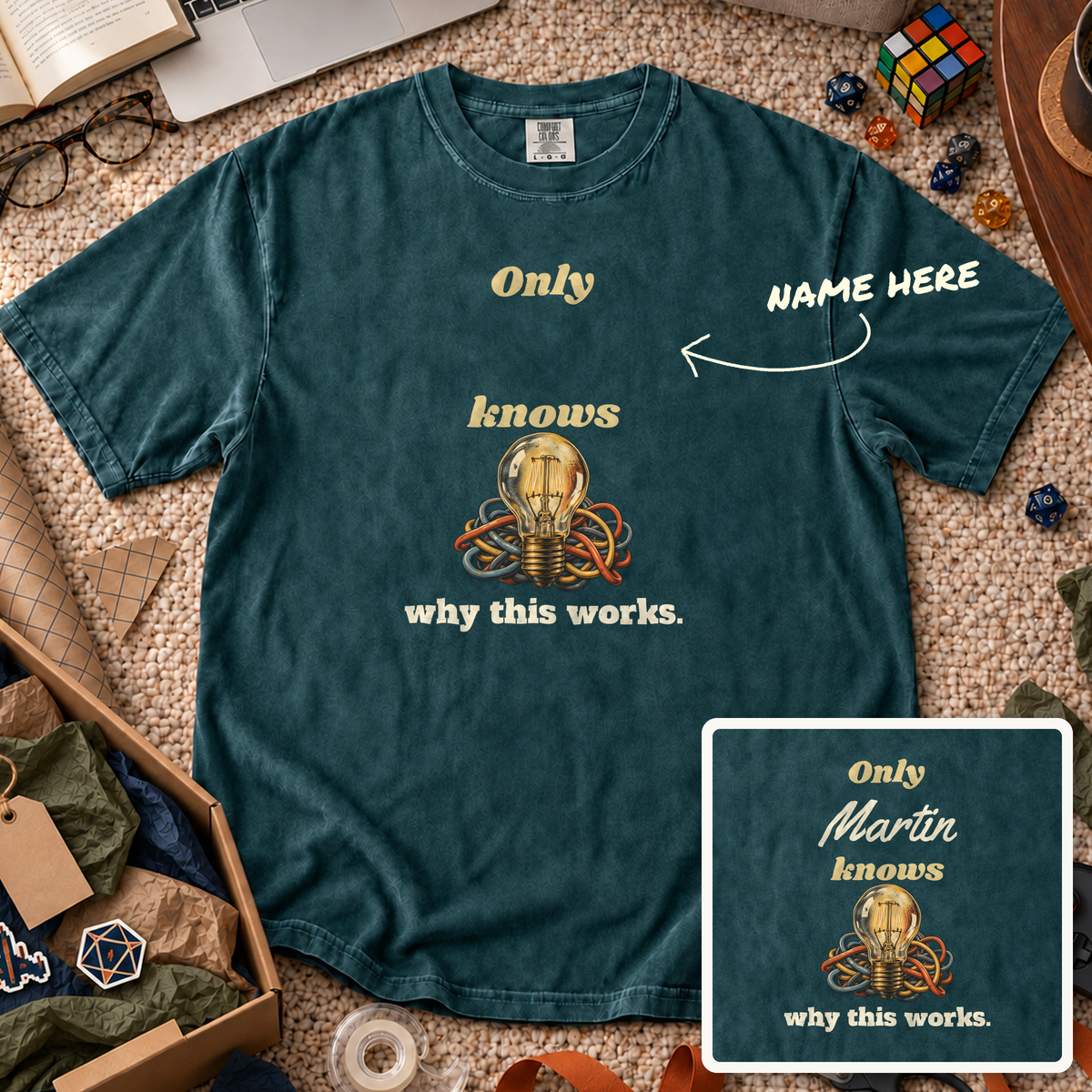 Knows Why This Works Custom Shirt — personalized Blue Spruce Comfort Colors 1717