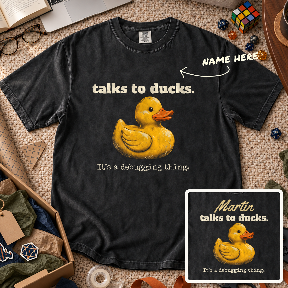 Talks to Ducks Custom Shirt — personalized Black Comfort Colors 1717