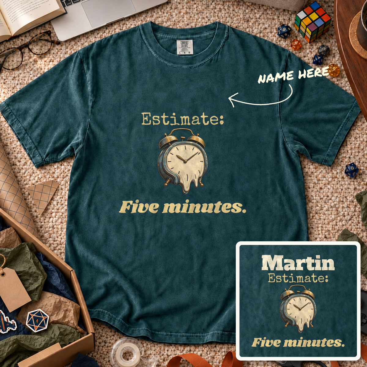 Five-Minute Estimate Custom Shirt — personalized Blue Spruce Comfort Colors 1717