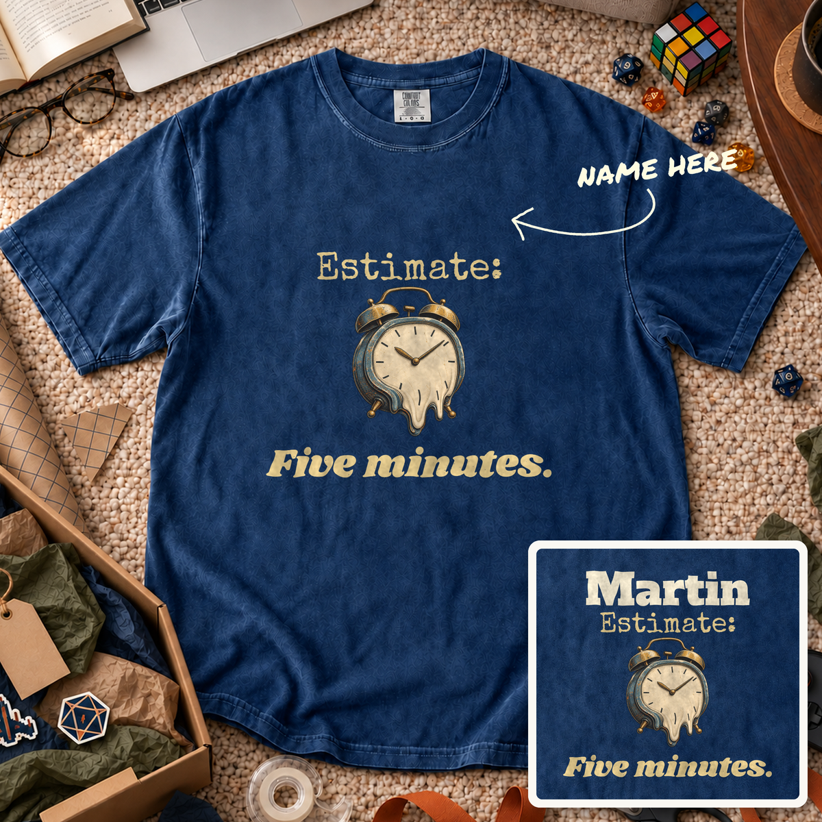 Five-Minute Estimate Custom Shirt — personalized True Navy Comfort Colors 1717