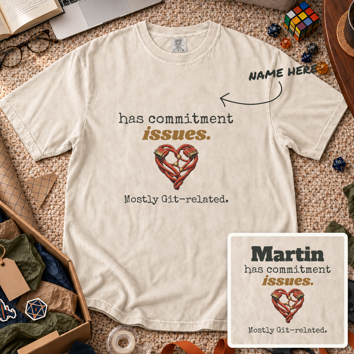 Commitment Issues Custom Shirt — personalized Ivory Comfort Colors 1717