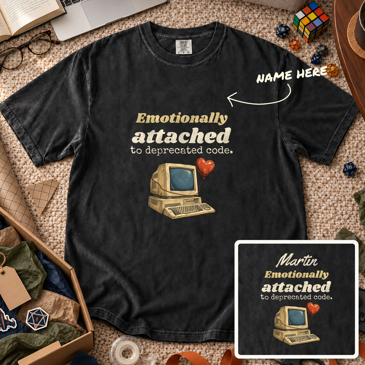 Attached to Deprecated Code Custom Shirt — personalized Black Comfort Colors 1717
