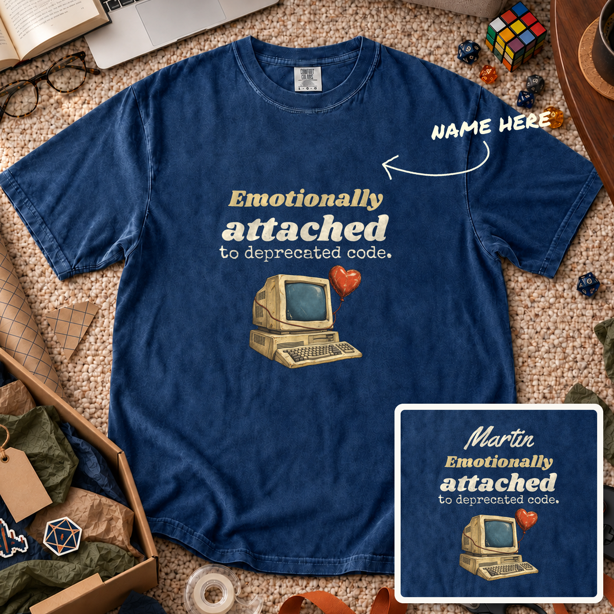 Attached to Deprecated Code Custom Shirt — personalized True Navy Comfort Colors 1717