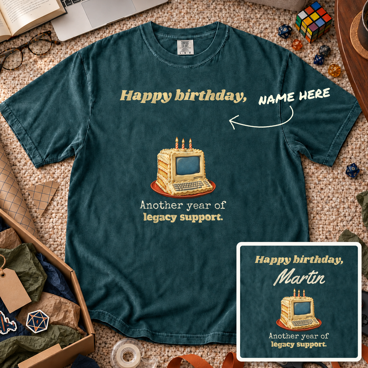 Birthday Legacy Support Custom Shirt — personalized Blue Spruce Comfort Colors 1717