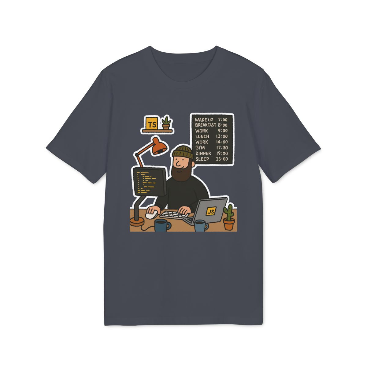 Developer Daily Schedule Shirt — India Ink Grey — EU Creator 2.0 front mockup