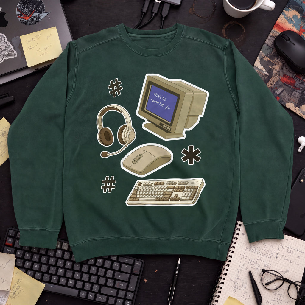 Developer Essential Sticker Sweatshirt — Bottle Green