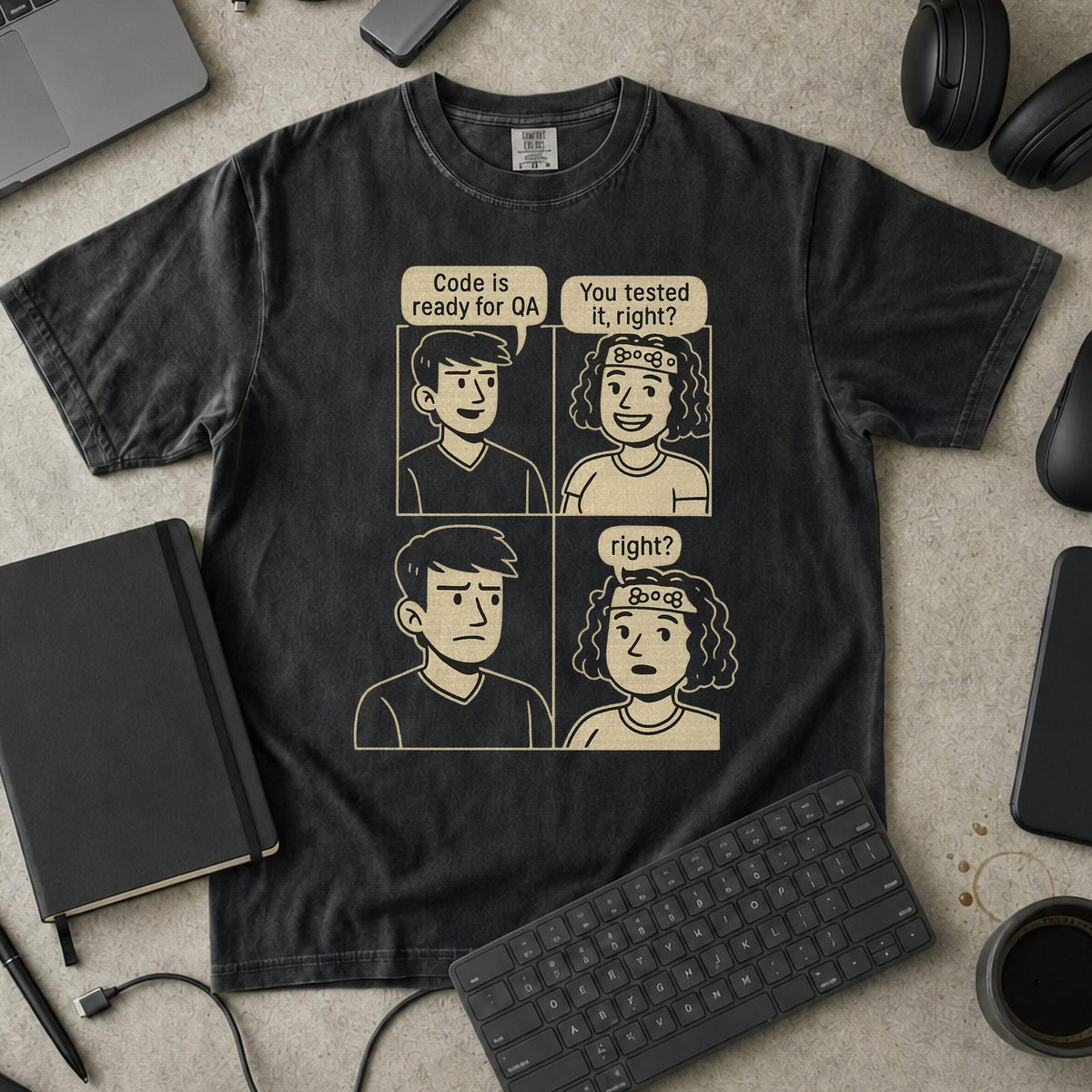 developer vs tester Premium Shirt — black Premium Shirt mock-up