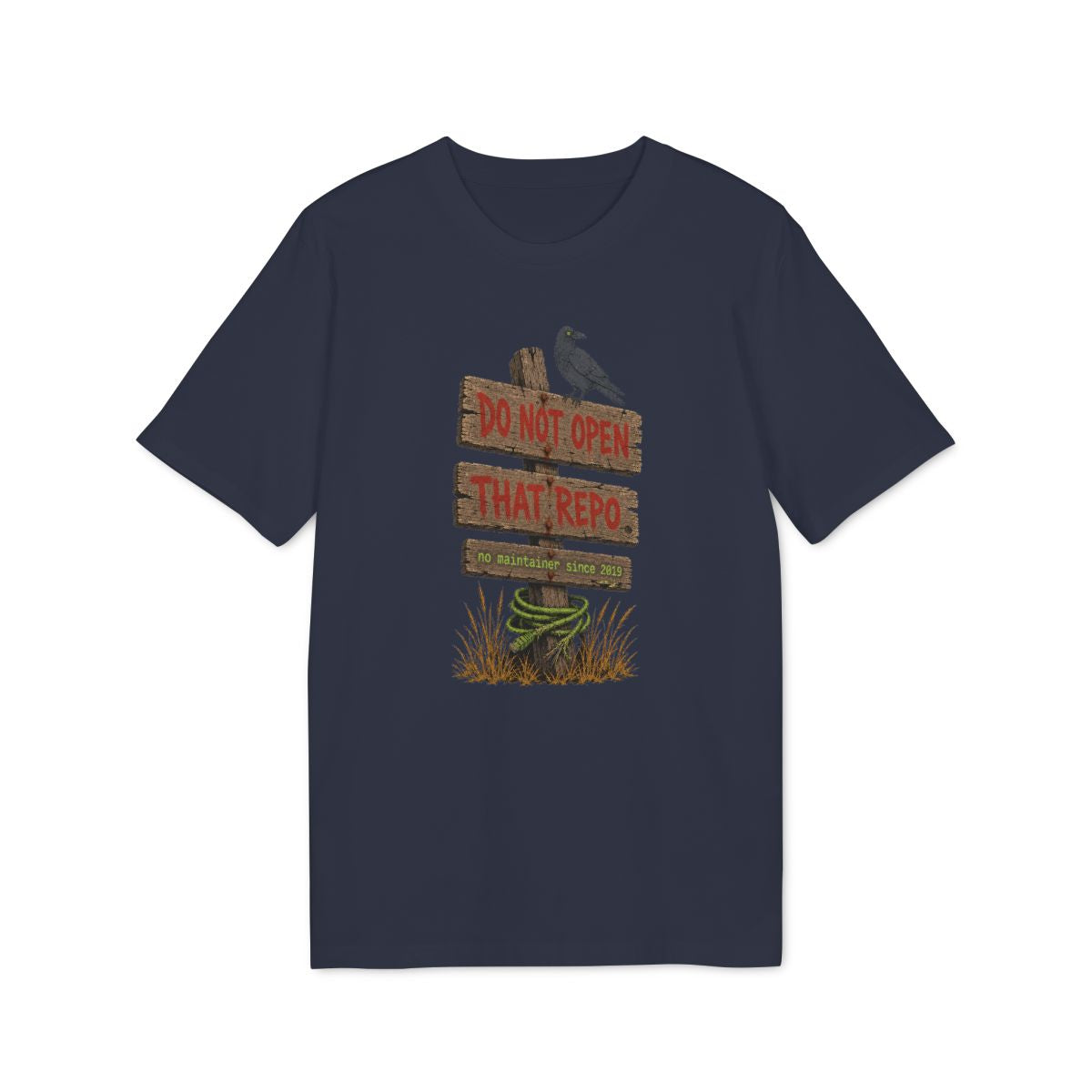 Do Not Open That Repo Shirt — French Navy — EU Creator 2.0 front mockup