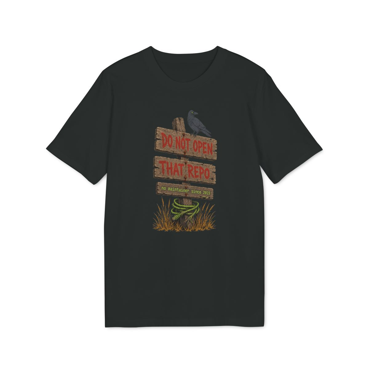 Do Not Open That Repo Shirt — Black — EU Creator 2.0 front mockup