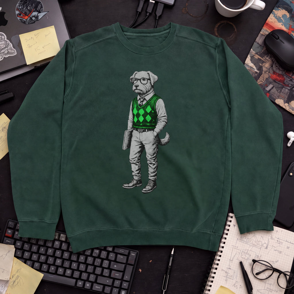 Dog In Sweater Sweatshirt — Bottle Green