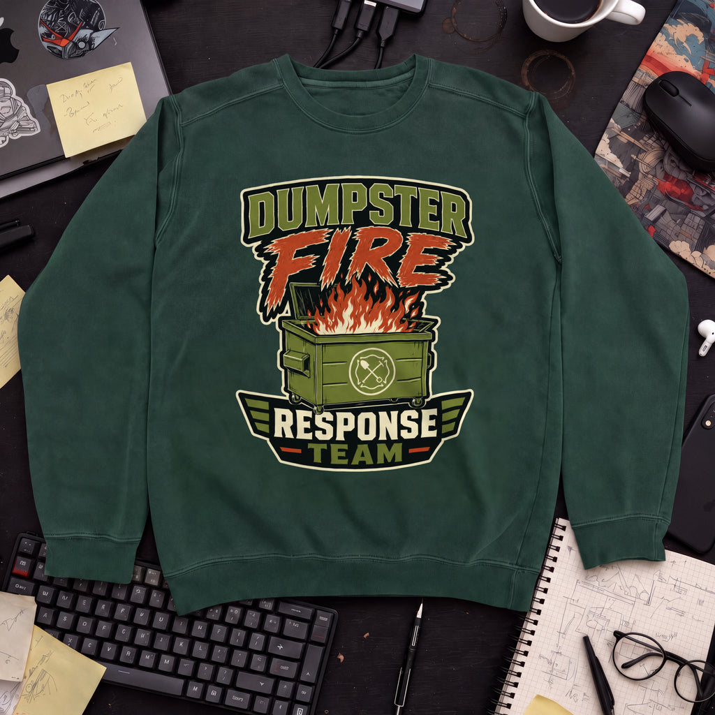 Dumpster Fire Response Team Sweatshirt — Bottle Green