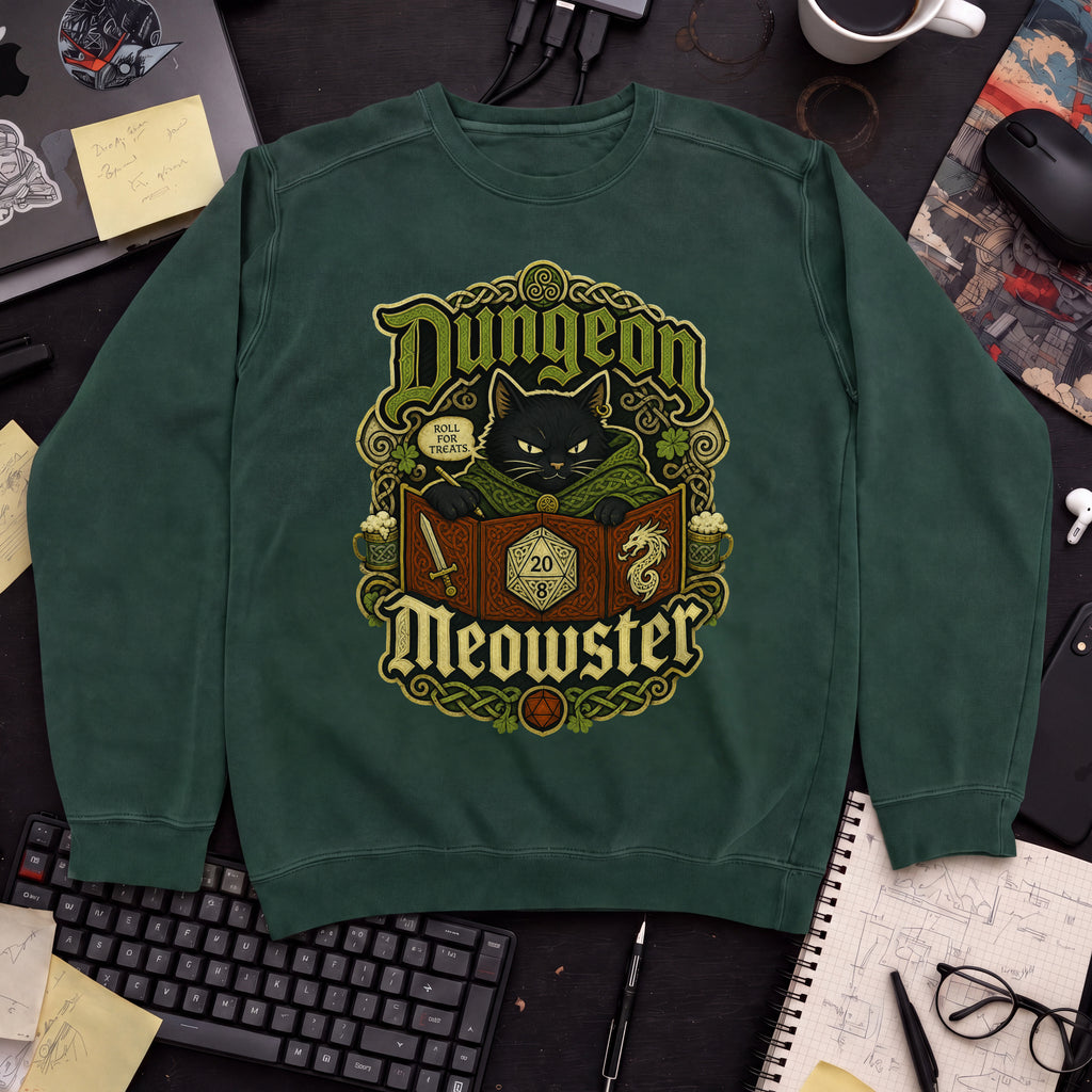 Dungeon Meowster Sweatshirt — Bottle Green
