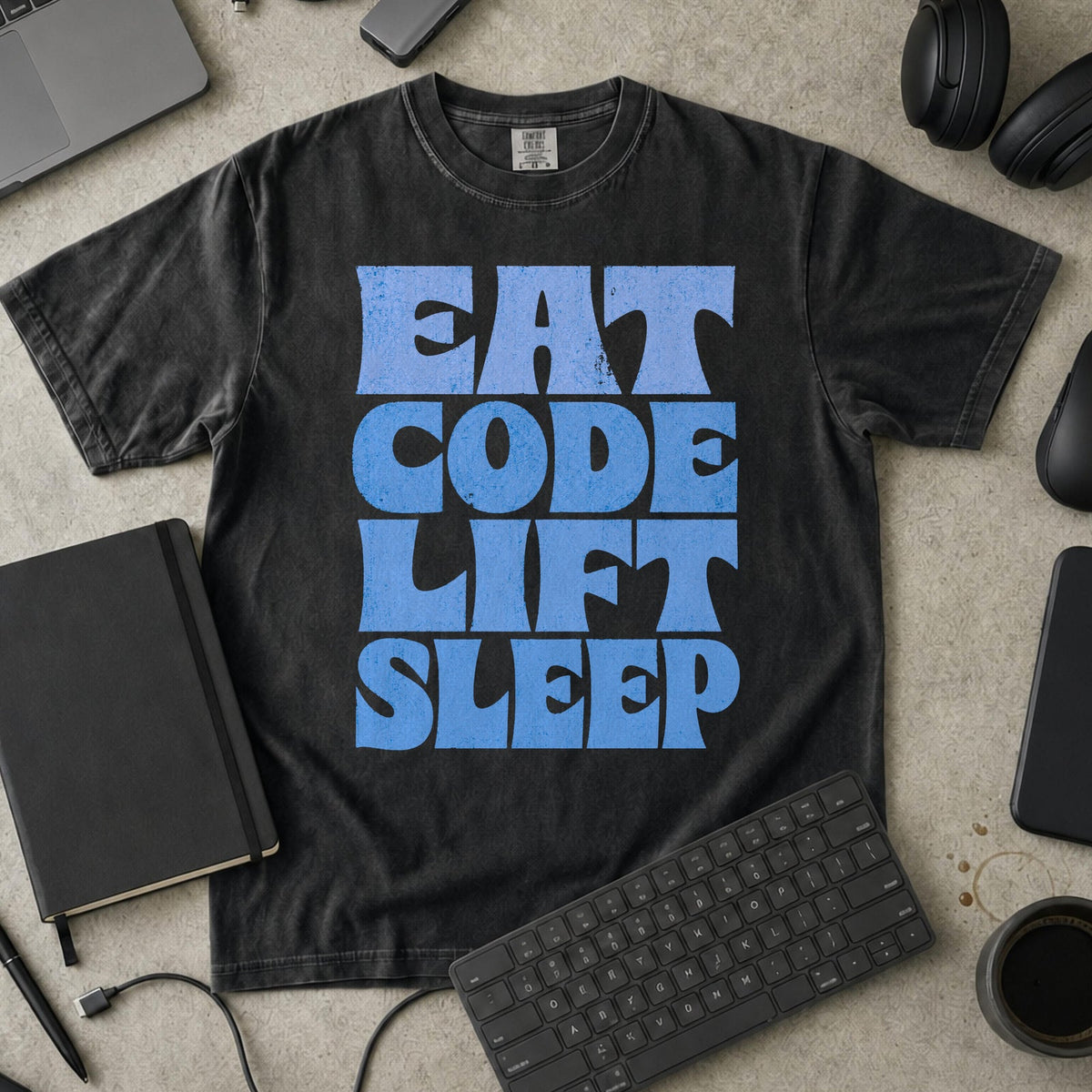Eat Code Lift Sleep Bold Premium Shirt — black Premium Shirt mock-up