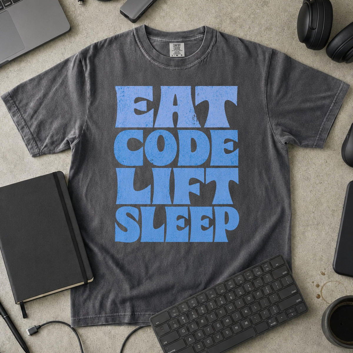 Eat Code Lift Sleep Bold Premium Shirt — pepper Premium Shirt mock-up