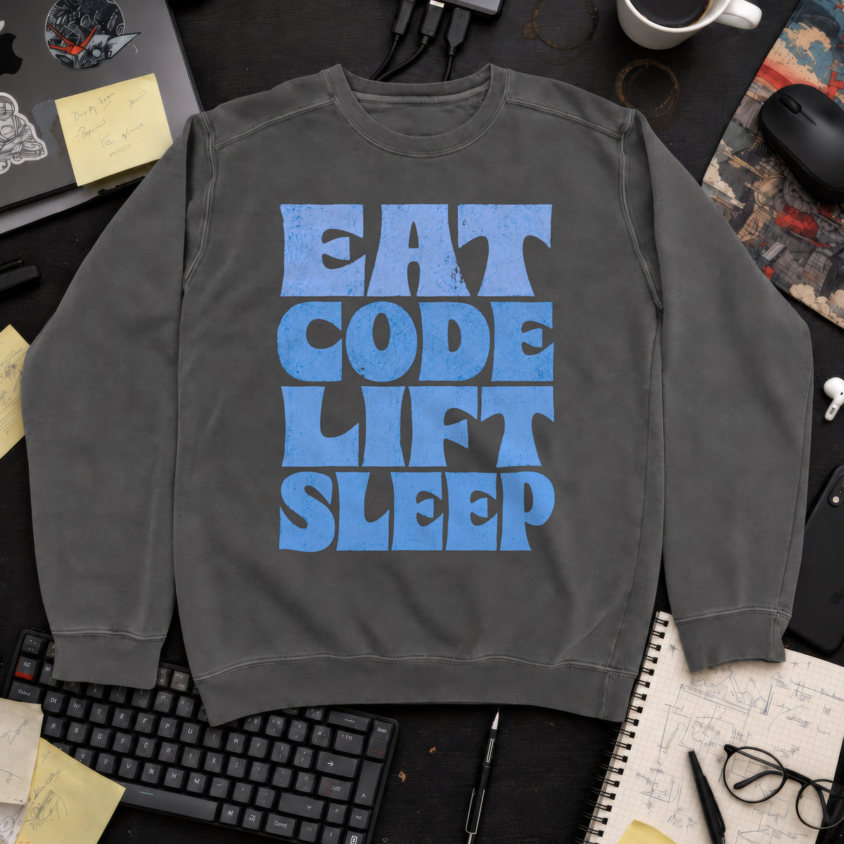 Eat Code Lift Sleep Bold Sweatshirt — Pepper