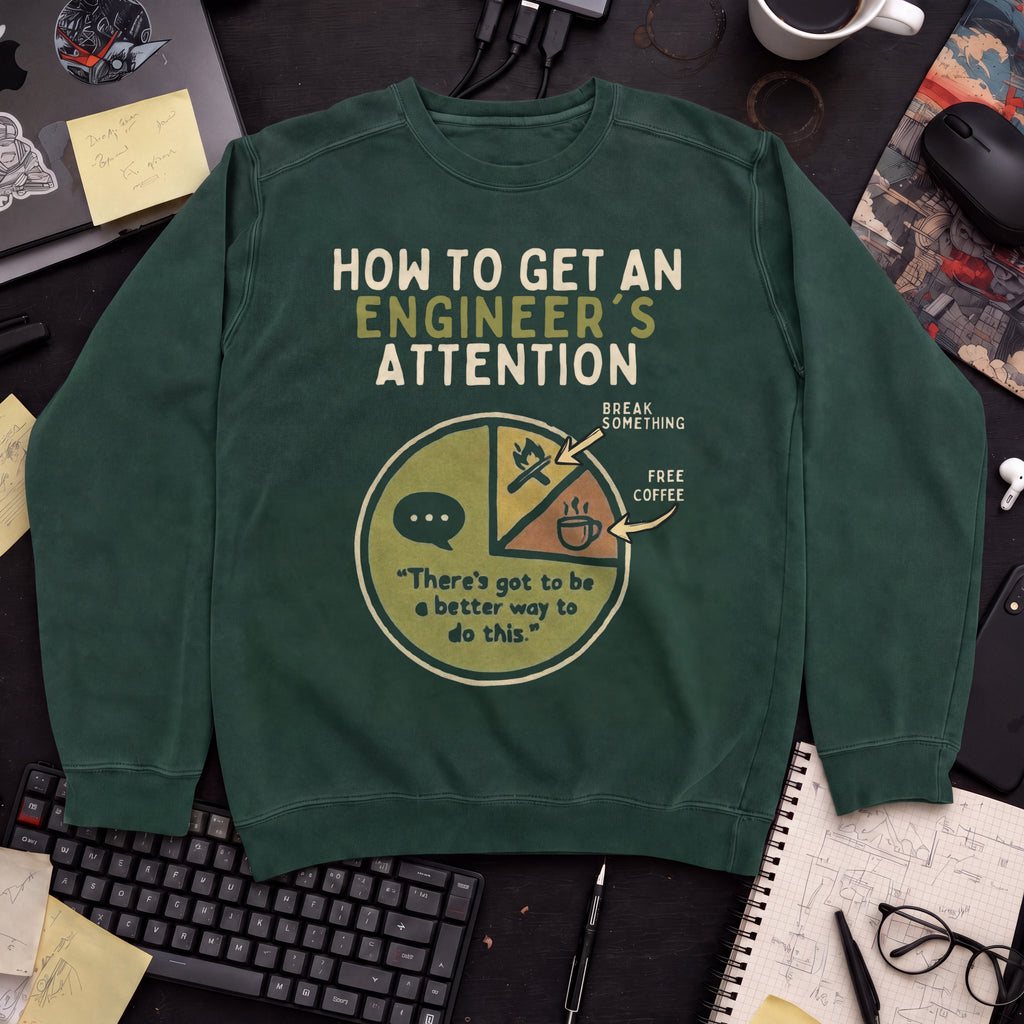 engineer's attention Sweatshirt — Bottle Green