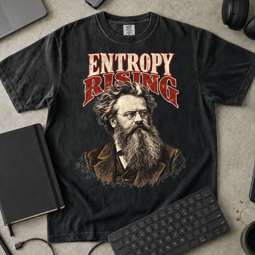 Entropy Rising Shirt — Black Comfort Colors 1717 flat lay