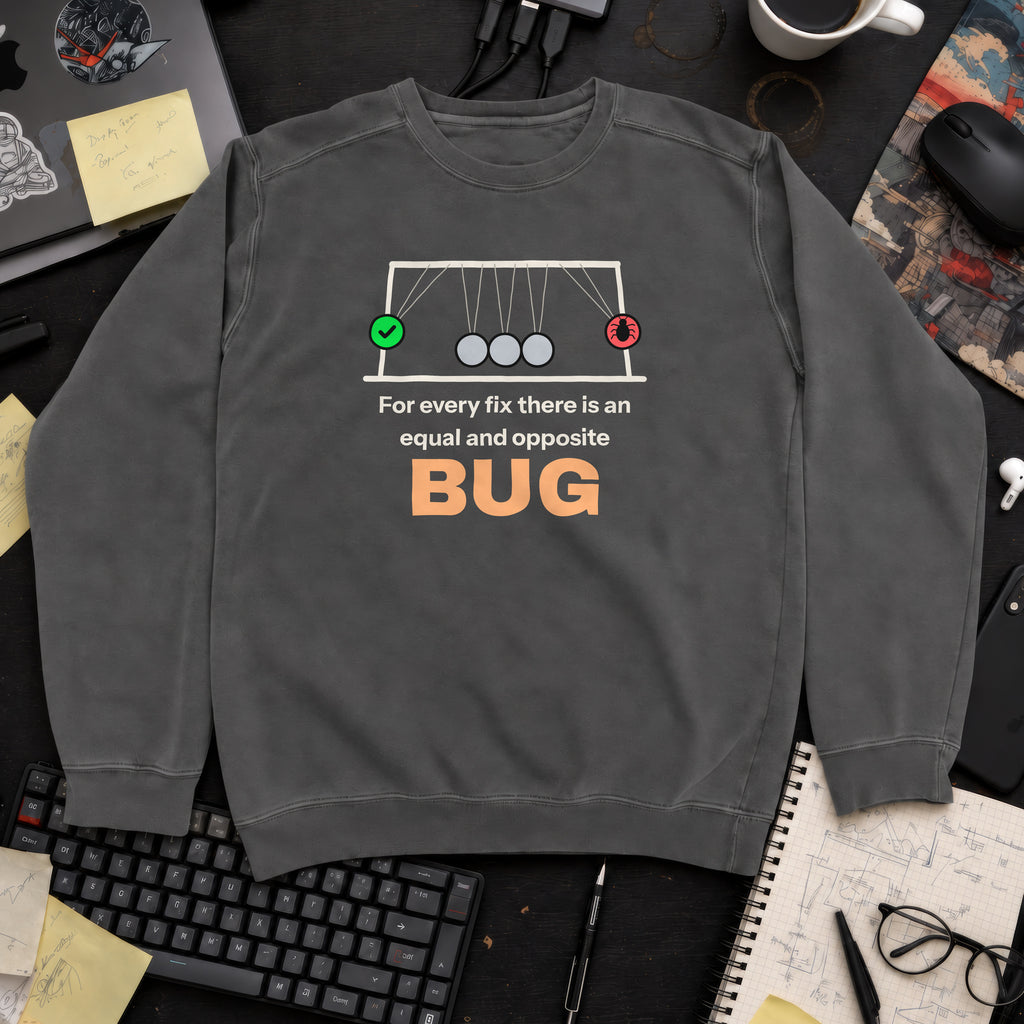 For Every Fix There Is an Equal and Opposite Bug Sweatshirt sweatshirt — Pepper