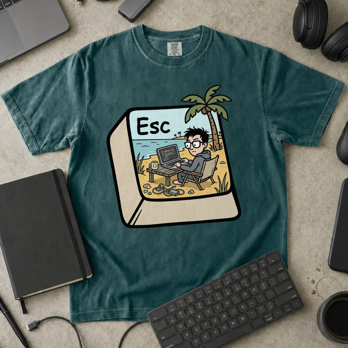 Escape Key Getaway Premium Shirt — blue spruce Premium Shirt mock-up