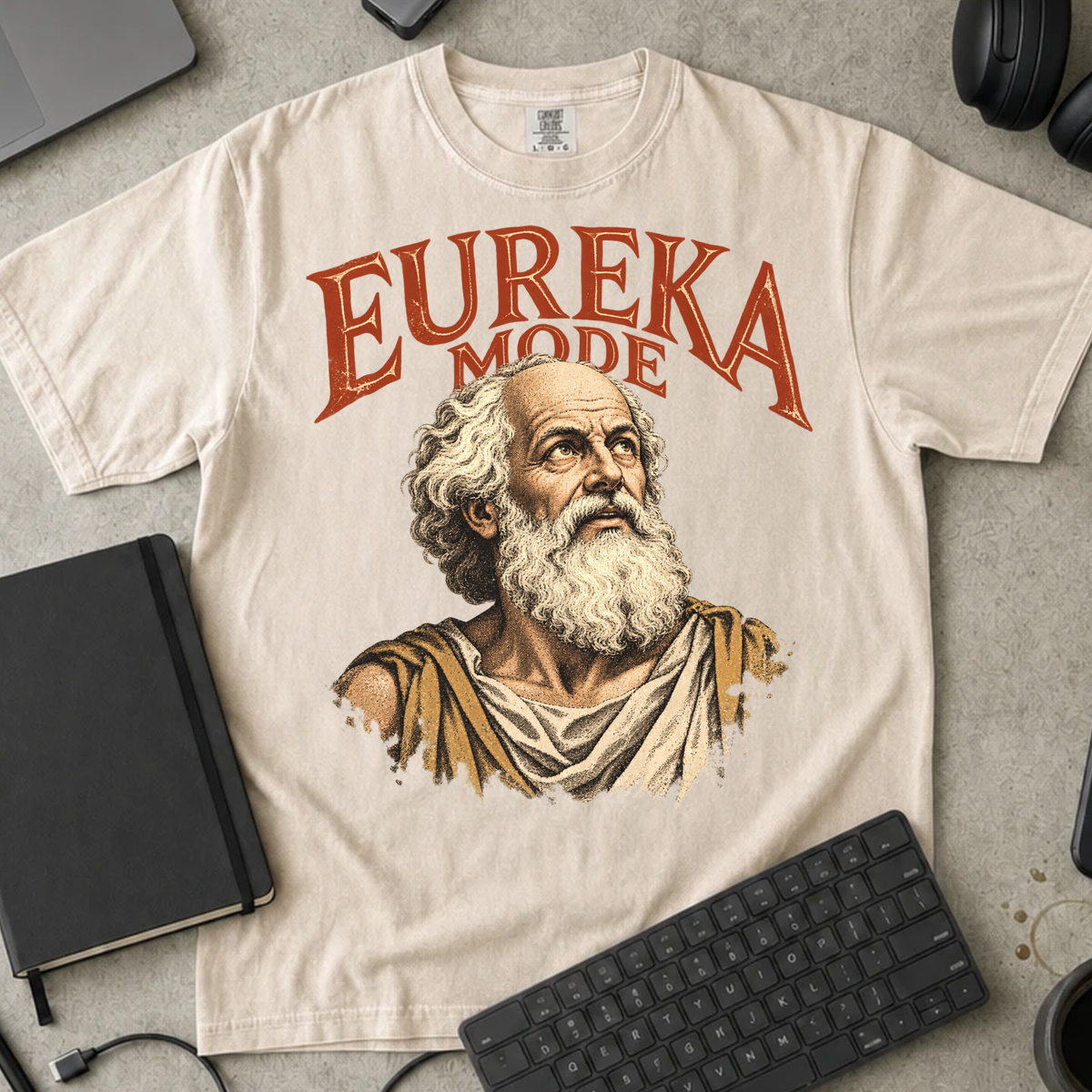 Eureka Mode Shirt — Ivory Comfort Colors 1717 flat lay
