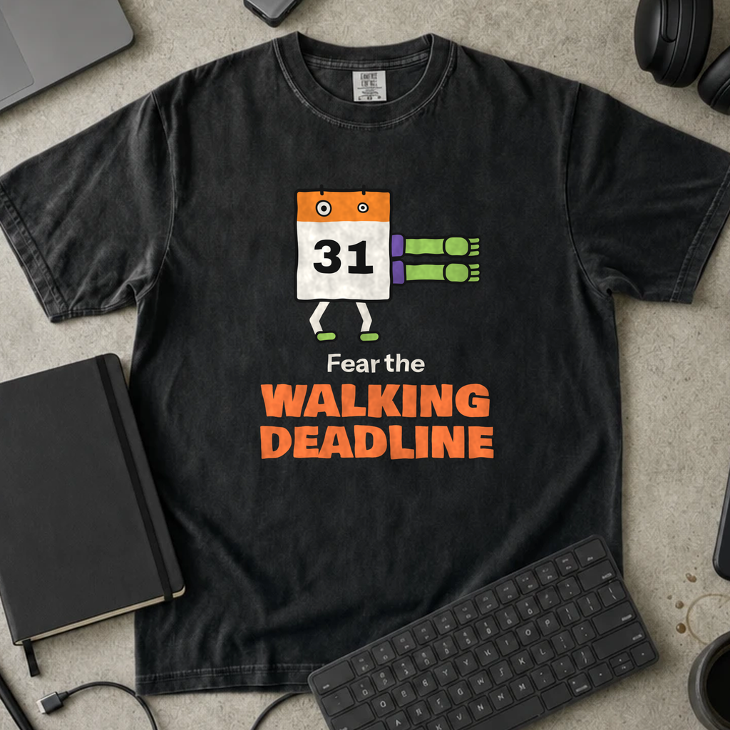 Fear the Walking Deadline Shirt — Black Comfort Colors 1717 flat lay