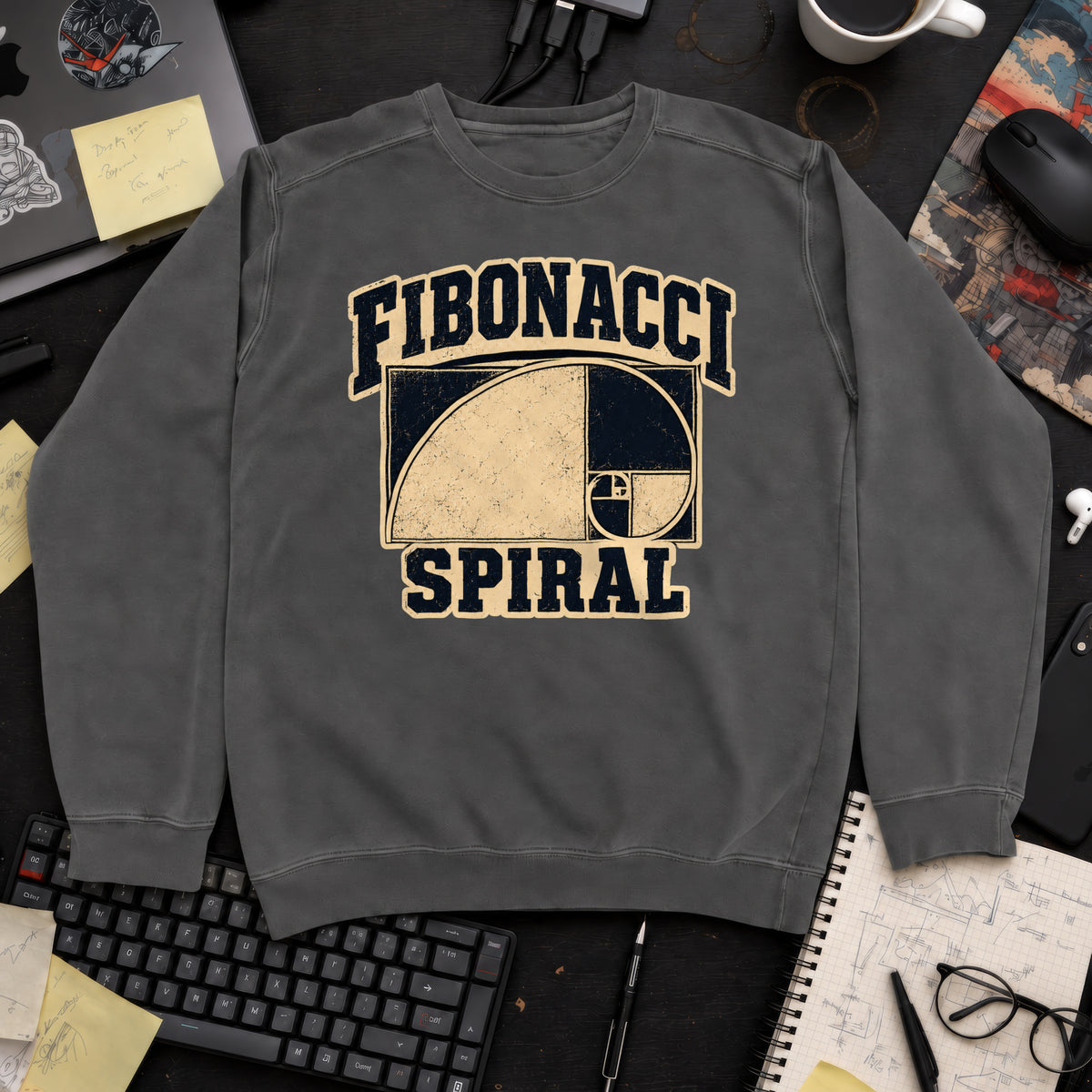 Fibonacci Spiral Sweatshirt — Pepper
