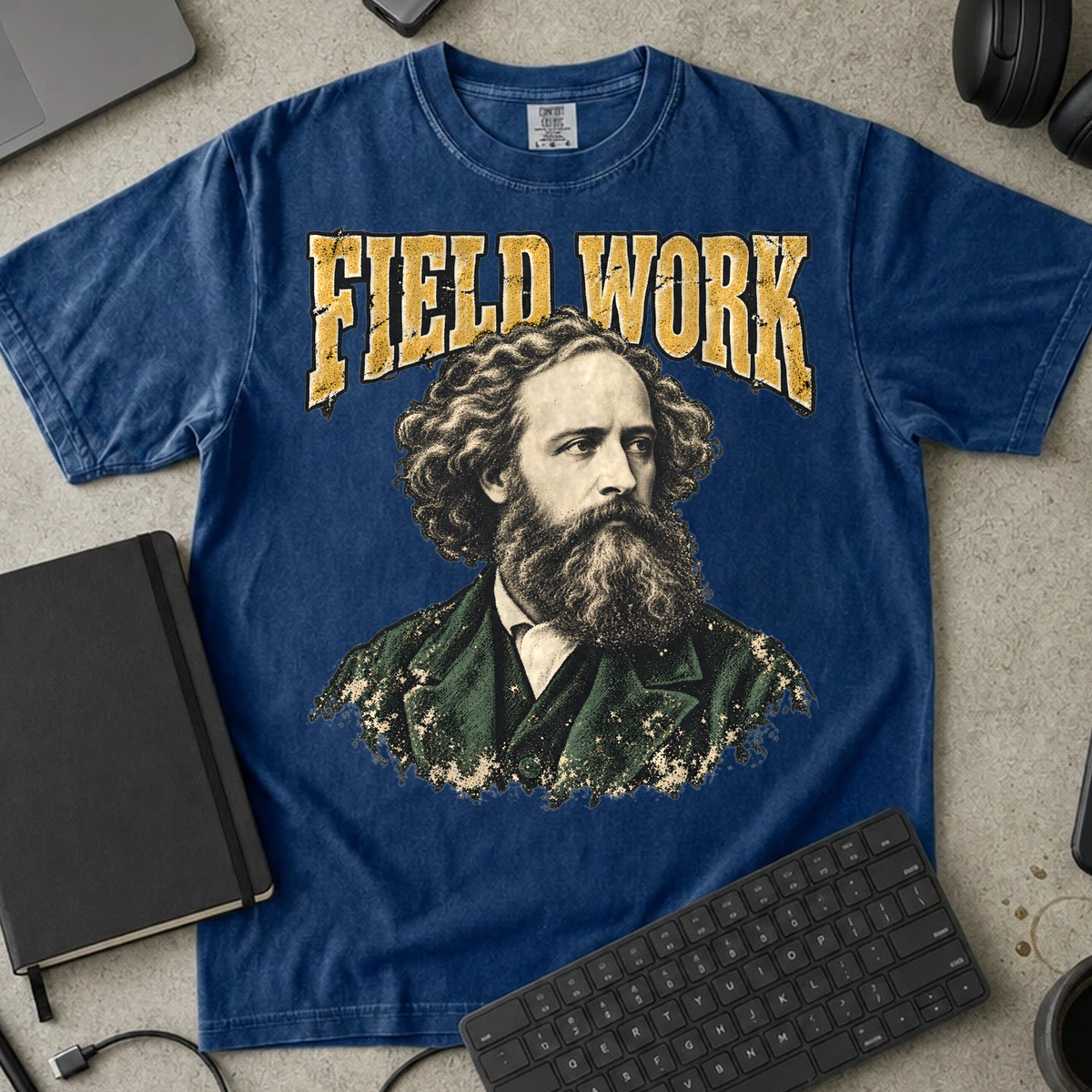Field Work Shirt — True Navy Comfort Colors 1717 flat lay