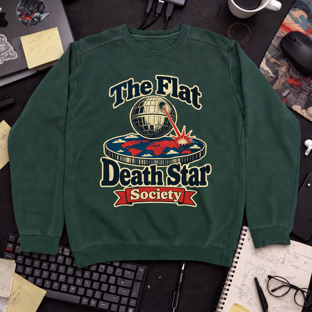 Flat Death Star Society Sweatshirt — Bottle Green