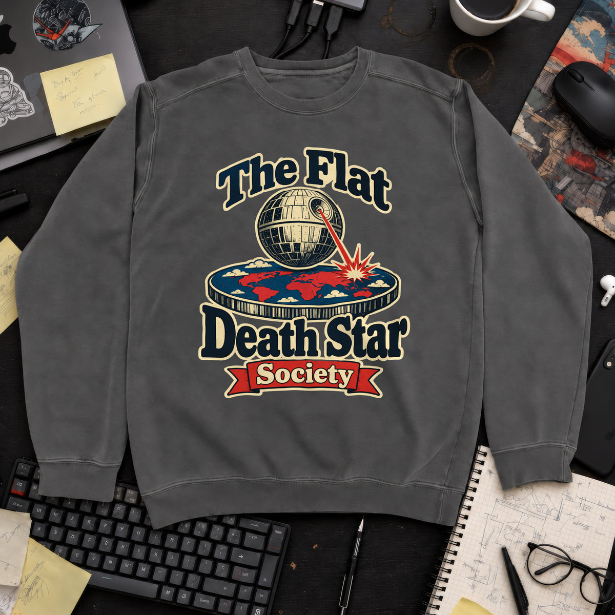 Flat Death Star Society Sweatshirt — Pepper