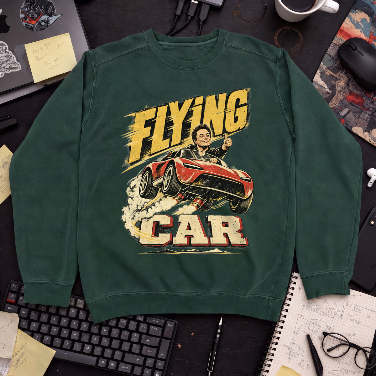 Flying Car Sweatshirt sweatshirt — Bottle Green