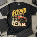 Flying Car Shirt — Black Comfort Colors 1717 flat lay