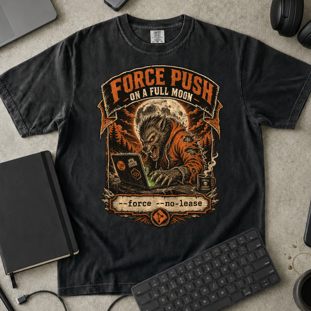 Force Push on a Full Moon Shirt — Black Comfort Colors 1717 flat lay