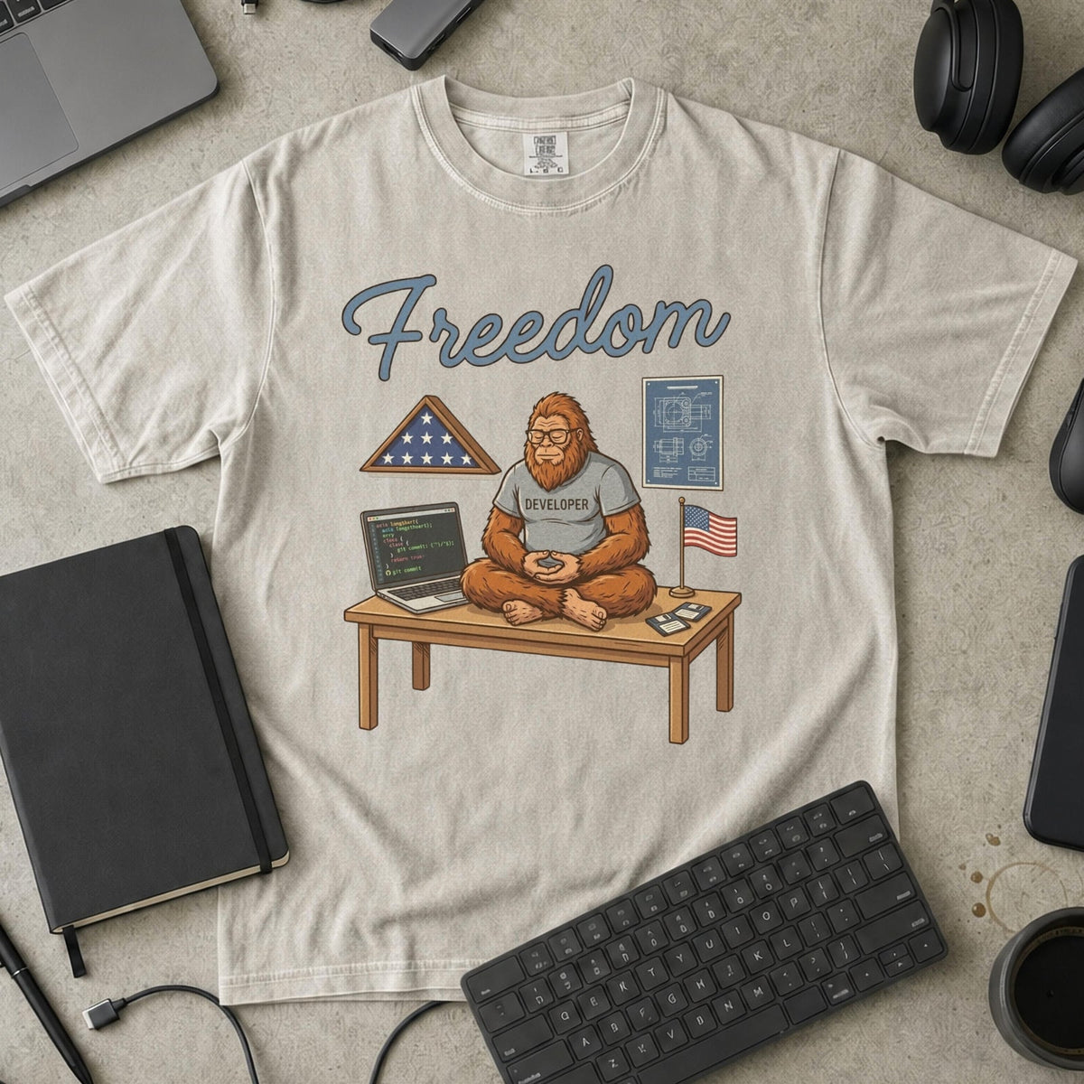 Freedom Bigfoot Coding Premium Shirt — ivory Premium Shirt mock-up