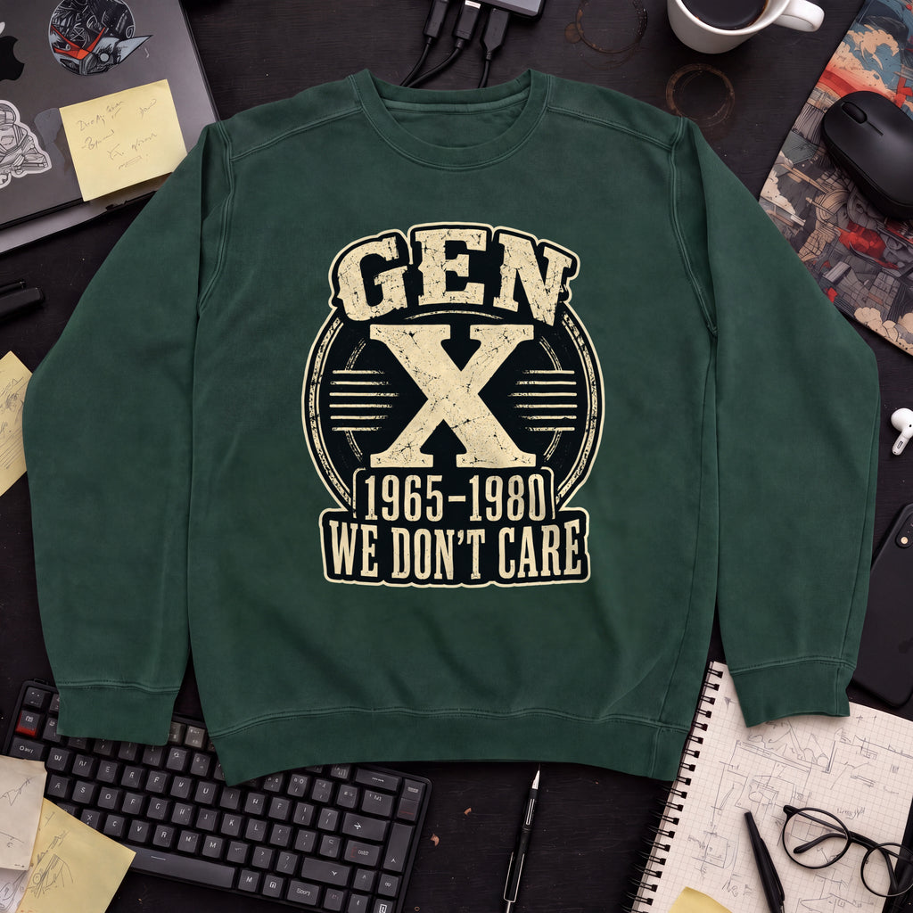 Gen X We Dont Care Sweatshirt — Bottle Green