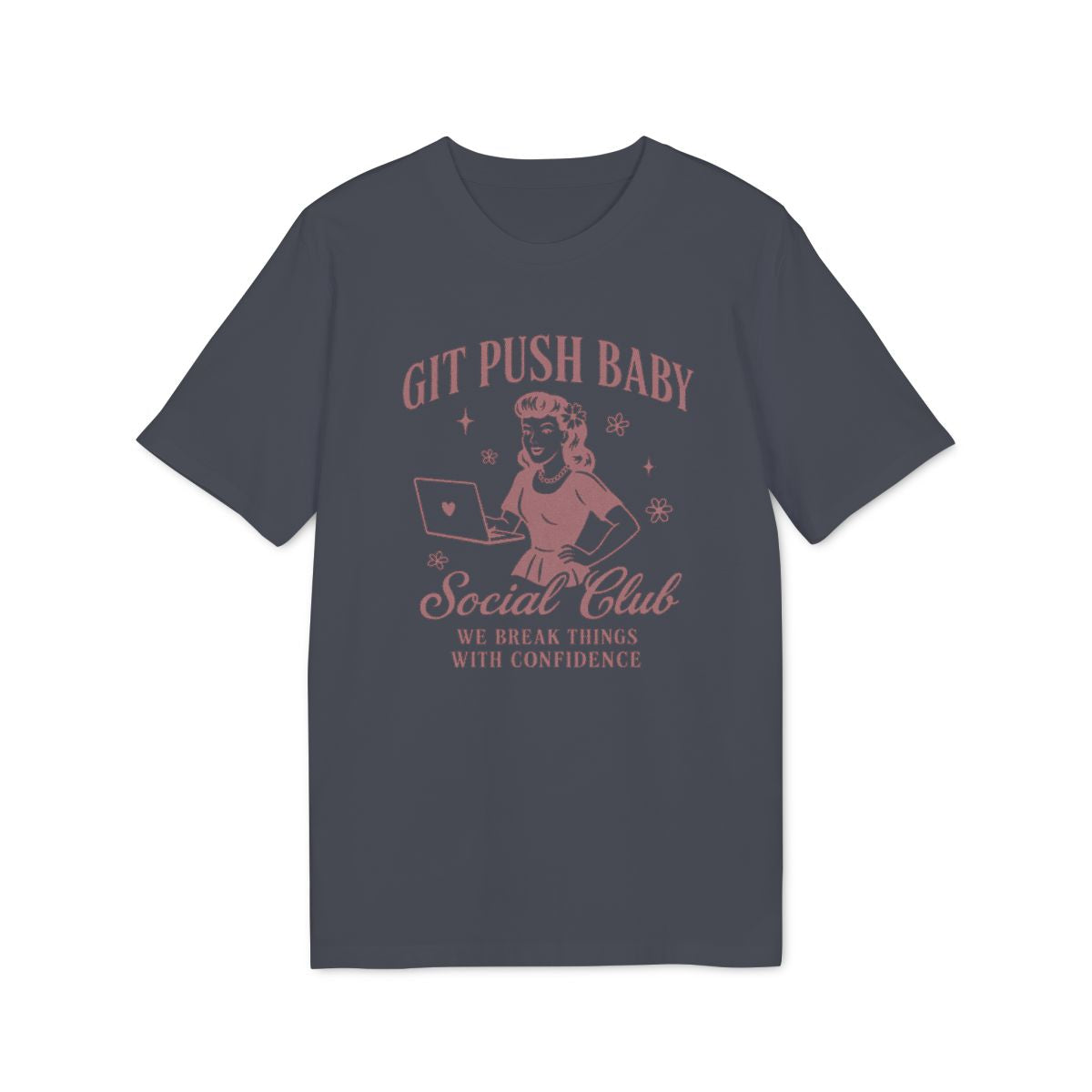 Git Push Baby Social Club Shirt — India Ink Grey — EU Creator 2.0 front mockup