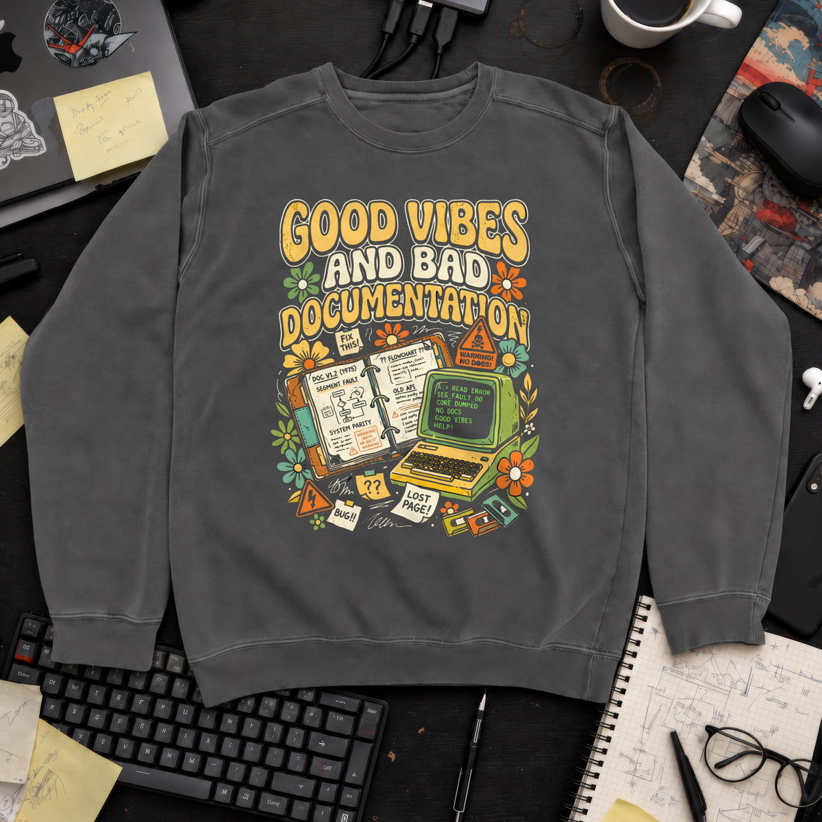 Good Vibes And Bad Documentation Sweatshirt — Pepper