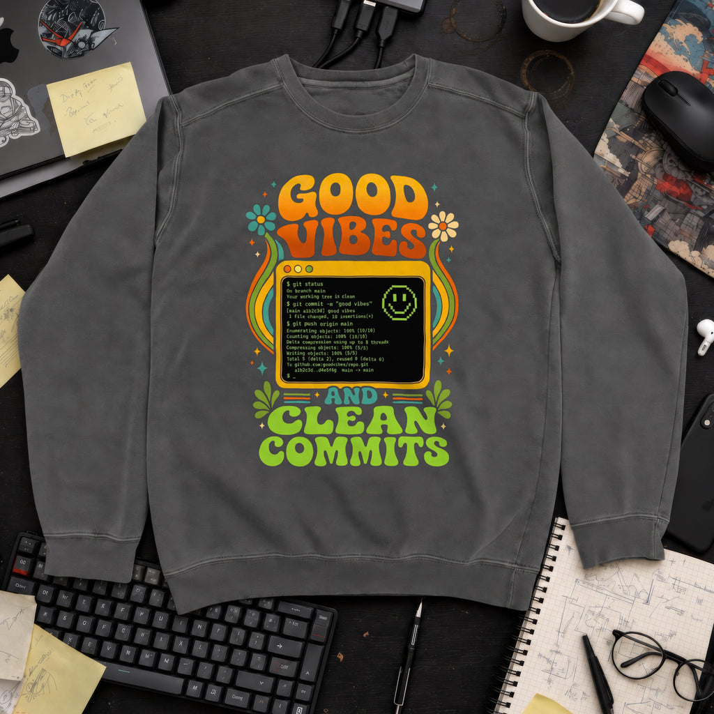 Good Vibes And Clean Commits Sweatshirt — Pepper
