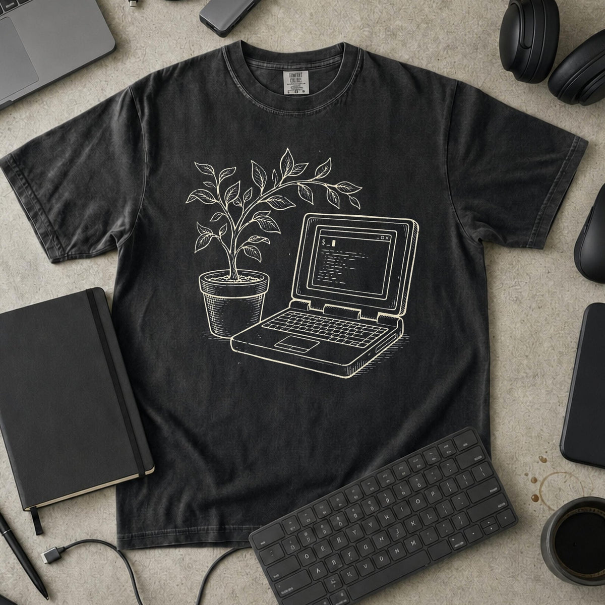 Grow Your Code Premium Shirt — black Premium Shirt mock-up