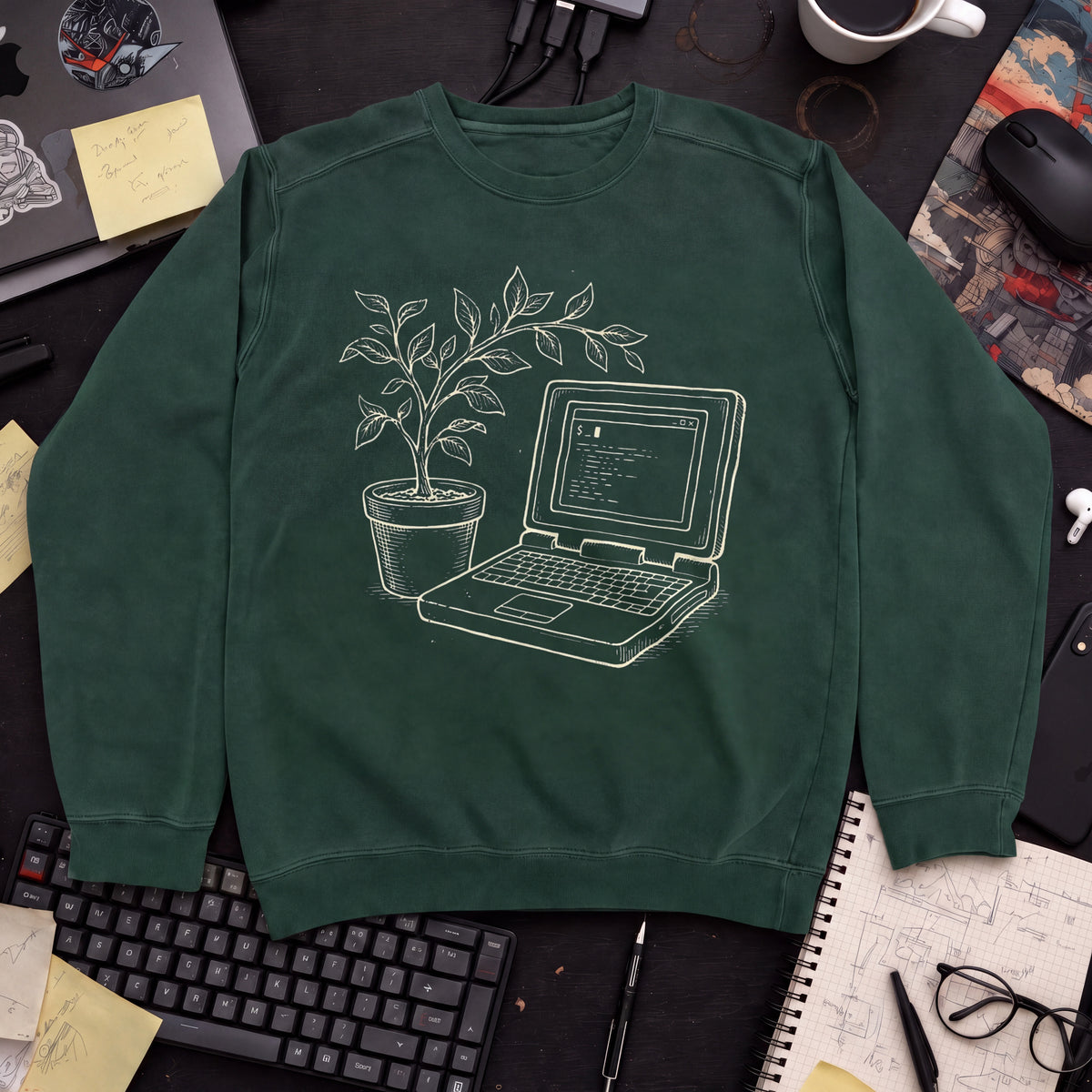 Grow Your Code Sweatshirt — Bottle Green