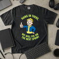 Hang In There Next Sprint Premium Shirt — black Premium Shirt mock-up