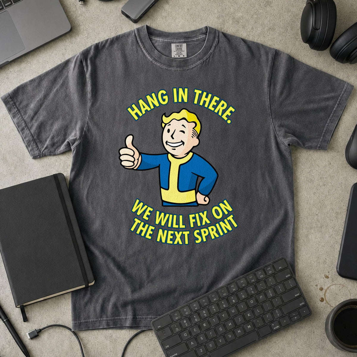 Hang In There Next Sprint Premium Shirt — pepper Premium Shirt mock-up
