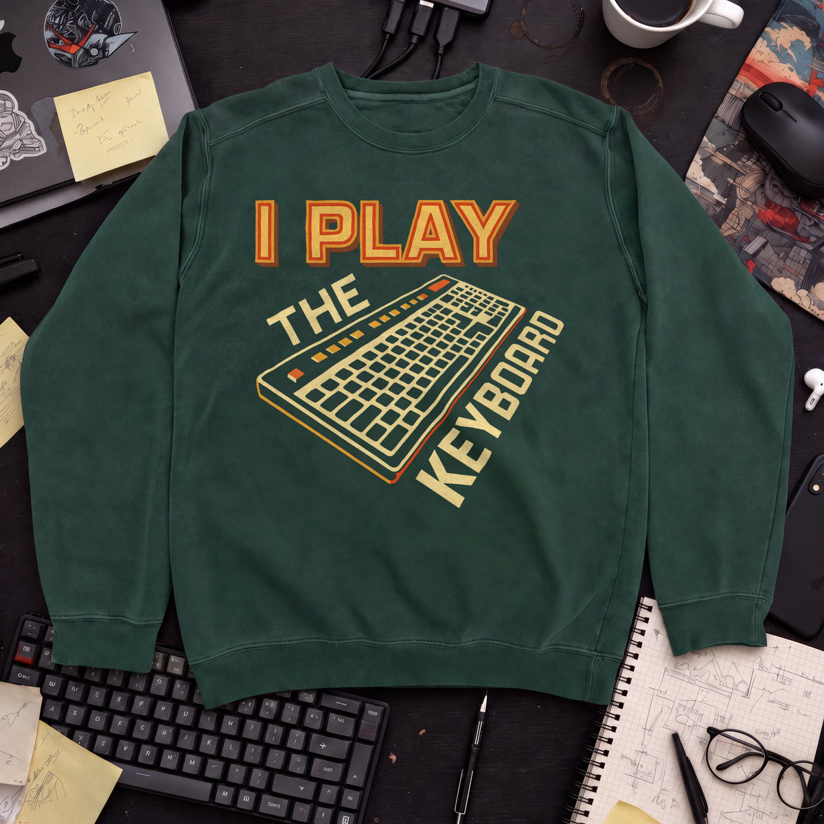 i play the keyboard Sweatshirt — Bottle Green