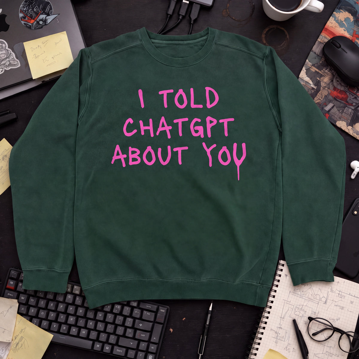 I Told ChatGPT About You Sweatshirt — Bottle Green