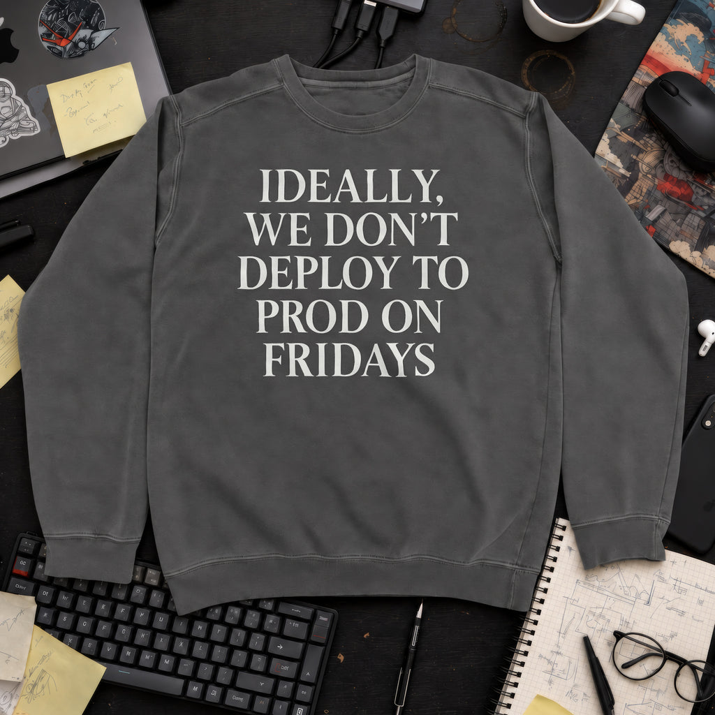 Ideally We Dont Deploy To Prod On Fridays Sweatshirt — Pepper