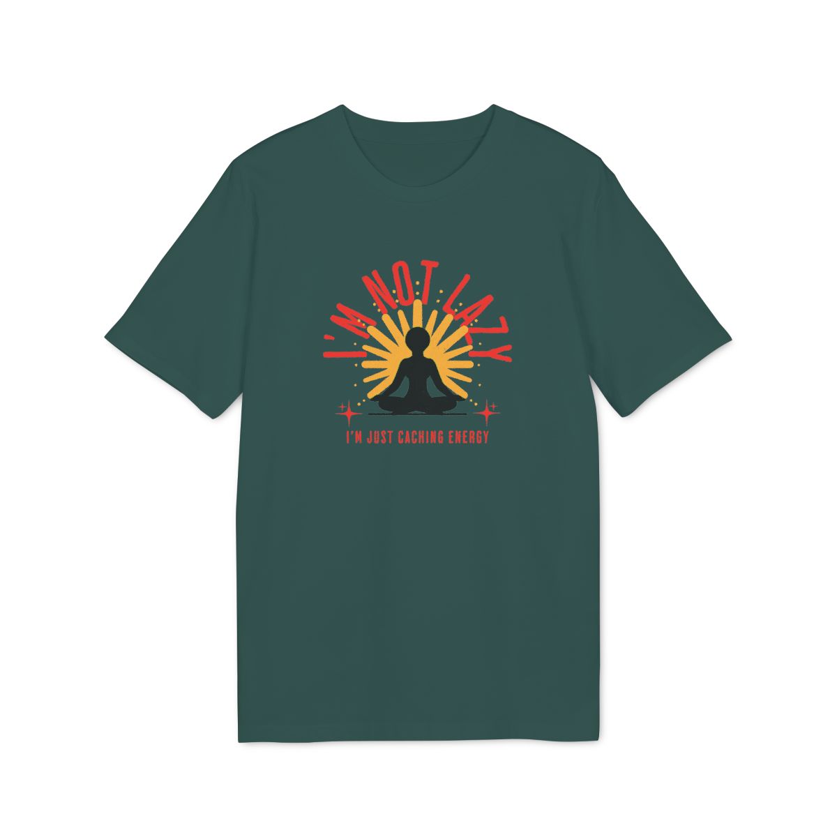 I'm Not Lazy I'm Just Caching Energy Shirt — Glazed Green — EU Creator 2.0 front mockup