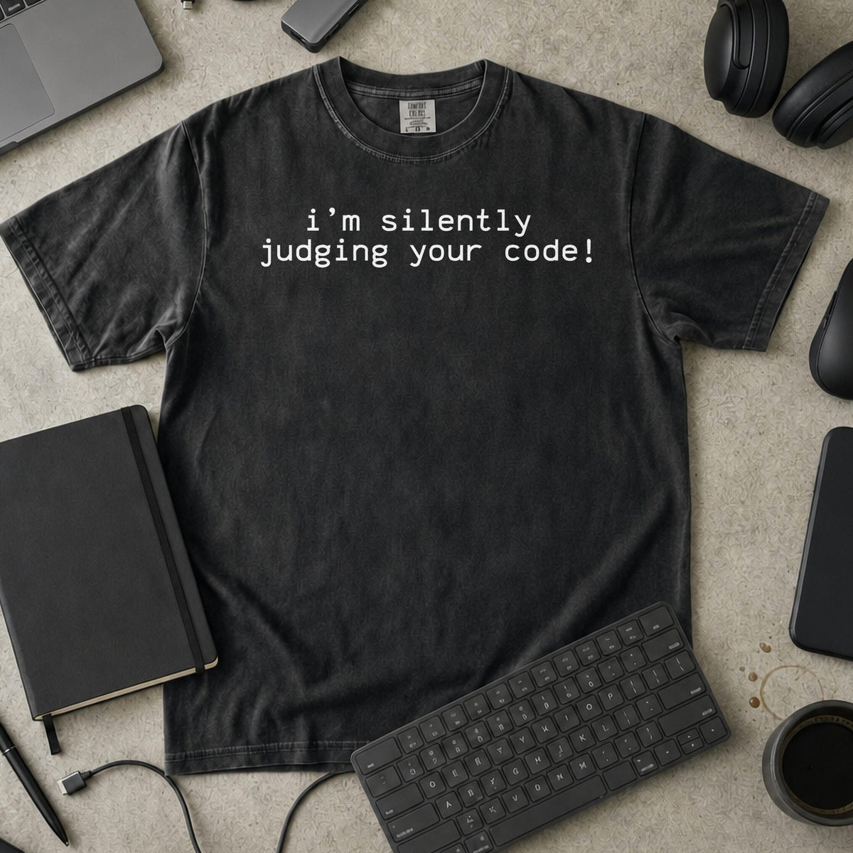 i'm silently judging your code Premium Shirt — black Premium Shirt mock-up