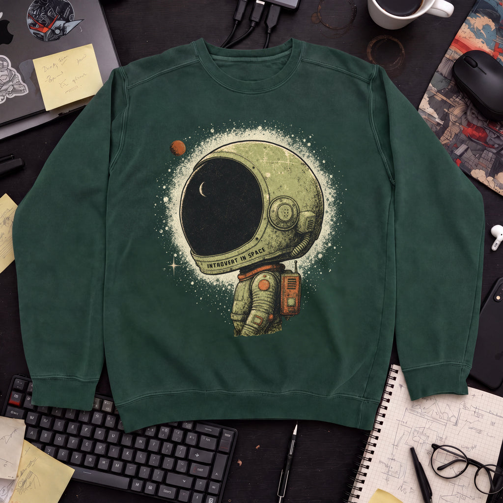Introvert in Space Sweatshirt — Bottle Green