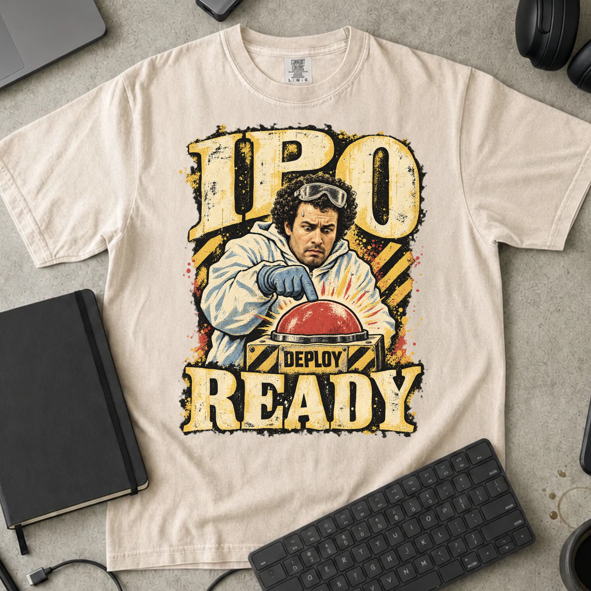 IPO Ready Shirt — Ivory Comfort Colors 1717 flat lay