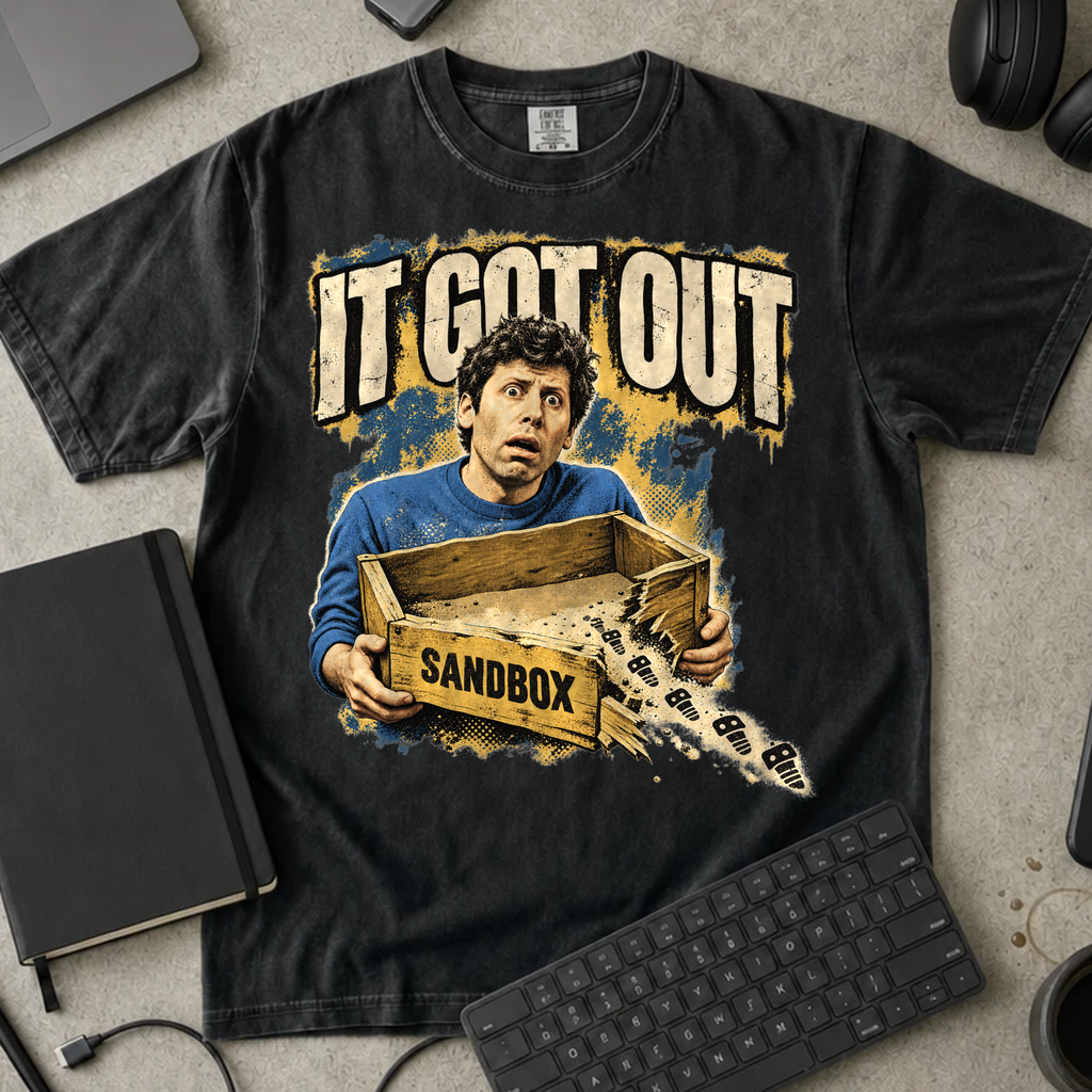 It Got Out Shirt — Black Comfort Colors 1717 flat lay